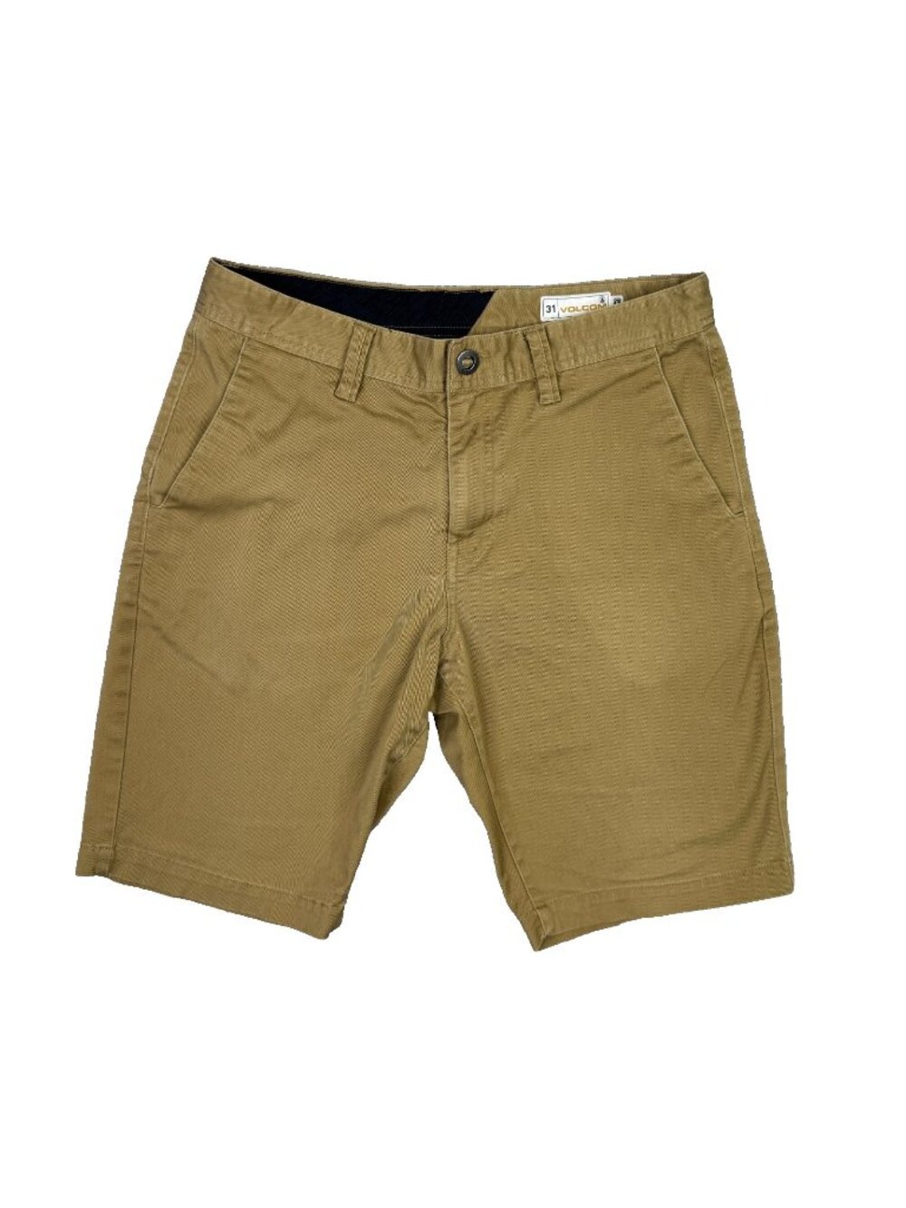 Volcom Shorts Mens 31 Khaki Tan Flat Front Modern Fit True To This Chinos Skater